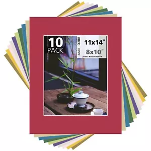 Paquete libre de ácido de 10 tapetes de fotos de núcleo blanco de 11x14 colores mixtos para fotos de 8x10 - Imagen 1 de 9