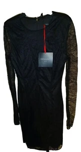 SALE Cynthia Rowley Womens Size 8 Lace Accent long sleeve Dress BLACK NWT - Picture 1 of 10