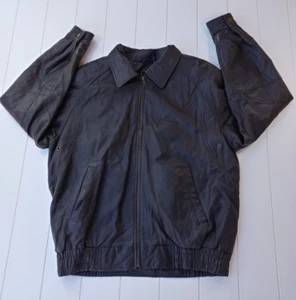 Vintage A J Brown Genuine Leather Classic Bomber Jacket Size Large - Picture 1 of 16
