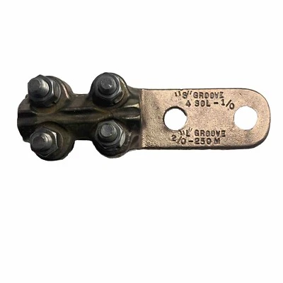 Conector de terminal atornillado de bronce Hubbell SWL-025-B ranura S 4 SOL-1/0 L 2/0-250M Foto 1 de 4