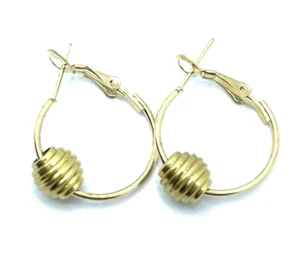 Mini anillo Brighton cuentas de oro en espiral pendientes de aro pequeños sin Brighton-2 cuentas - Imagen 1 de 6