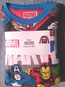 Marvel  Boys 2 PC Flannel Pajama Set - Light Blue - Size 8 - Picture 1 of 3