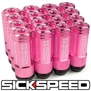 SICKSPEED 16PC PINK CAPPED ALUMINUM EXTENDED 50MM 3 PC LUG NUTS 12X1.25 N11 - Picture 1 of 1