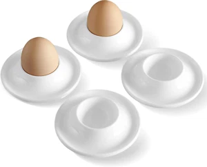 Ceramic Egg Holder Gift Set of 4 Porcelain Holder Breakfast Boiled Cooking Ea... - Picture 1 of 8
