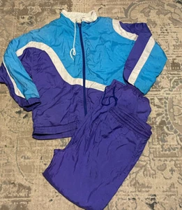 Vintage 80-90's Bocoo WindBreaker Track Suit Full Zip Jacket & Pants Size Small - Picture 1 of 4