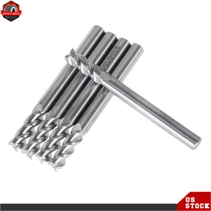 5 Stck. 3/16 Zoll 3 Flöte 9/16 Zoll LOC 2 Zoll Gesamtlänge Normal Hartmetall Schaftfräser Neu - Bild 1 von 10