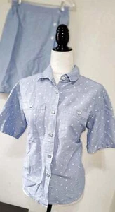 Vintage DONNKENNEY Size Medium (8) Women's Blue & White Polka-dot Skort Outfit - Picture 1 of 6