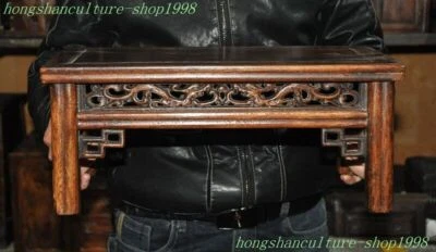 Estatua de escritorio de mesa tallada a mano de madera china Huanghuali antigua de colección de 16" Foto 1 de 4