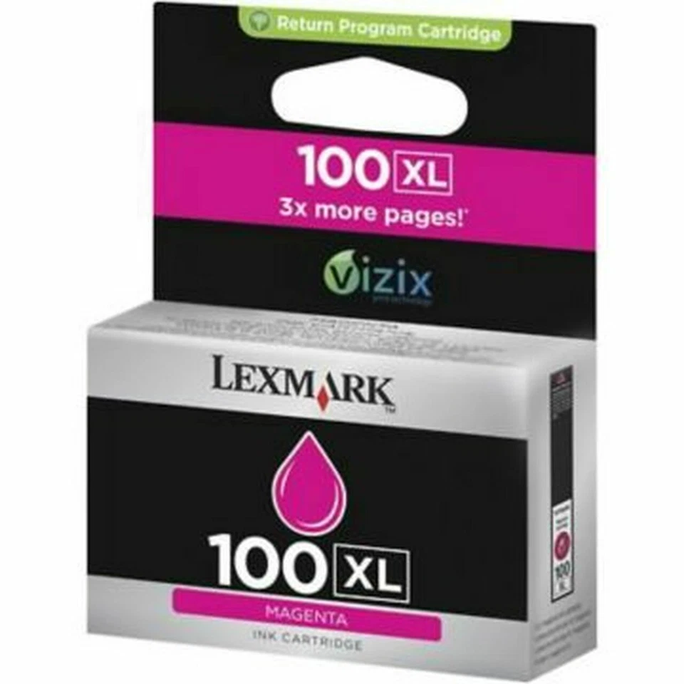 Lexmark #100XL High Yield Magenta Ink Cartridge 14N1070 Genuine New Sealed Box - Image 1 of 1