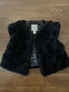 Girls Cat & Jack Faux Fur Black Vest S 6/6x - Picture 1 of 3