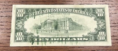 $10 1985 FRN “Rain” Ink Smear XF - Image 1 of 2