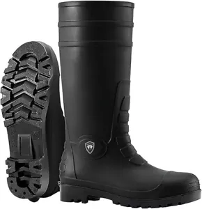 Men’s Steel Toe Waterproof PVC Rubber Rain Work Boots Durable Size 11 Black - Picture 1 of 6