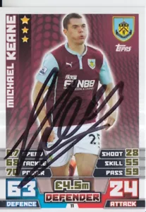 TARJETA ATTAX MICHAEL KEANE FIRMADA A MANO BURNLEY MATCH 14/15. - Imagen 1 de 1