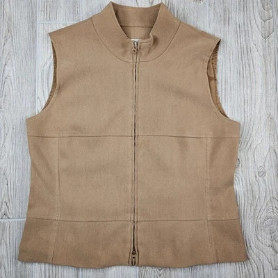Chaleco informal Corner Annex Petite bronceado gamuza cremallera frontal para mujer talla L Foto 1 de 4