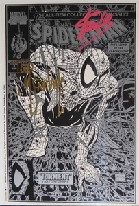 SPIDER-MAN SILVER KEEPSAKE COLLECTION~SIGNED TODD McFARLANE & STAN LEE~'90~COA - Picture 1 of 4