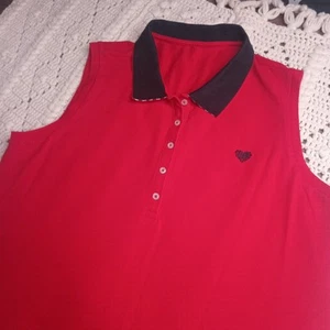 Tommy Hilfiger Sleeveless Polo Dress Womens L? Button Nautical Preppy Logo Heart - Picture 1 of 11