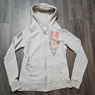 Sudadera con capucha para mujer Harley-Davidson gris con logotipo de estrás gráfico con cremallera talla L Foto 1 de 4