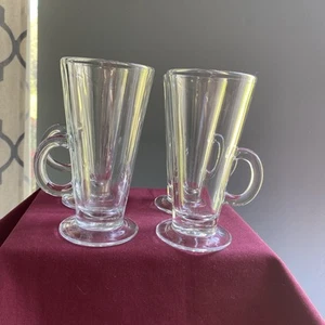 Cappuccino Latte Irish Coffee Mugs Cups Clear Glass 6” Tall Libbey Set of 4 - Picture 1 of 3