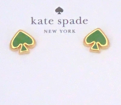 Aretes Kate Spade New York Everyday Spade esmaltados en verde y oro Foto 1 de 3