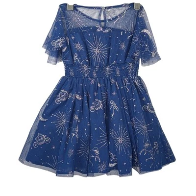 迪士尼商店灰姑娘薄纱花式派对礼服女孩服装玻璃拖鞋 4T — 第 1/4 张图片