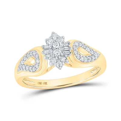10K Yellow Gold Womens Round Diamond Cluster Ring 1/4 Cttw - Image 1 of 2