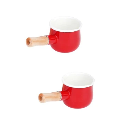  2 Pack Milchwärmer Emaille Milchtopf Emaillemilchwärmer Emaille-Kochgeschirr - Bild 1 von 4