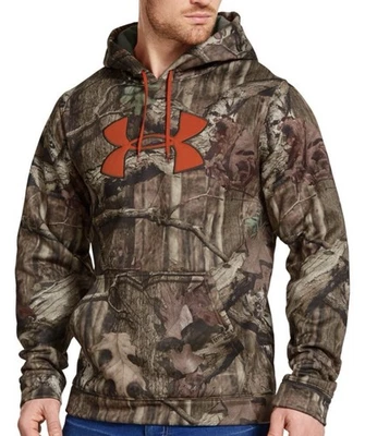 Under Armour Hoodie Mens S Realtree Camo Fleece Orange Logo Lined Hunting - Image 1 of 4