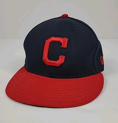 Boné New Era Cleveland autêntico oficial em campo 59 quinto ajustado 7 1/8 MLB EUA - Imagem 1 de 4