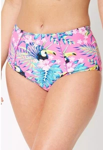 Ladies Mini Me Tropical Toucan Pink High Waisted Bikini Bottoms Size 12 - Picture 1 of 3