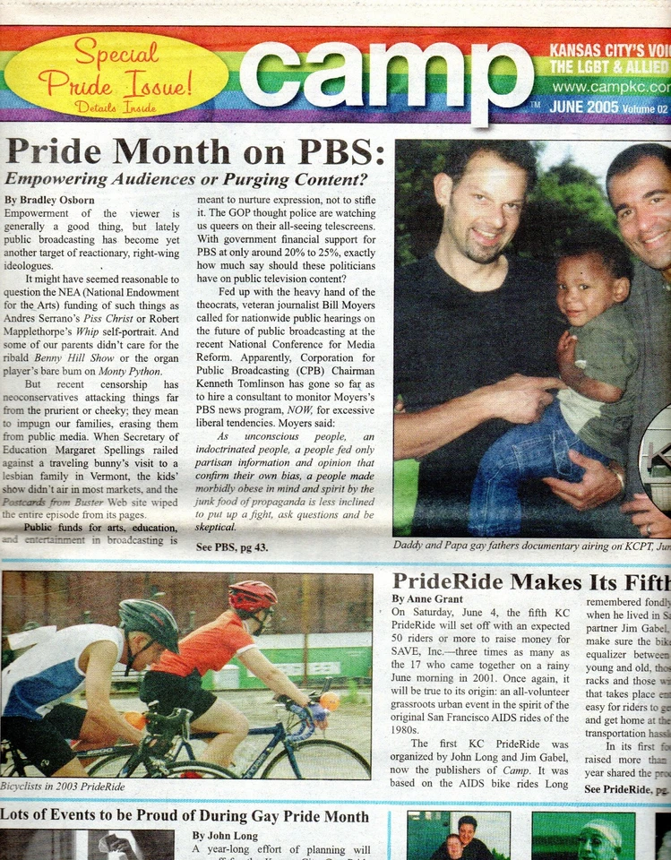 CAMP Kansas City LGBTQ News Magazine June 2005 SPECIAL GAY PRIDE DOUBLE ISSUE! - Image 1 of 1