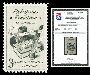 Scott 1099 1957 3c Religious Freedom Issue Mint Graded Superb 98 NH w/ PSE CERT - Picture 1 of 1