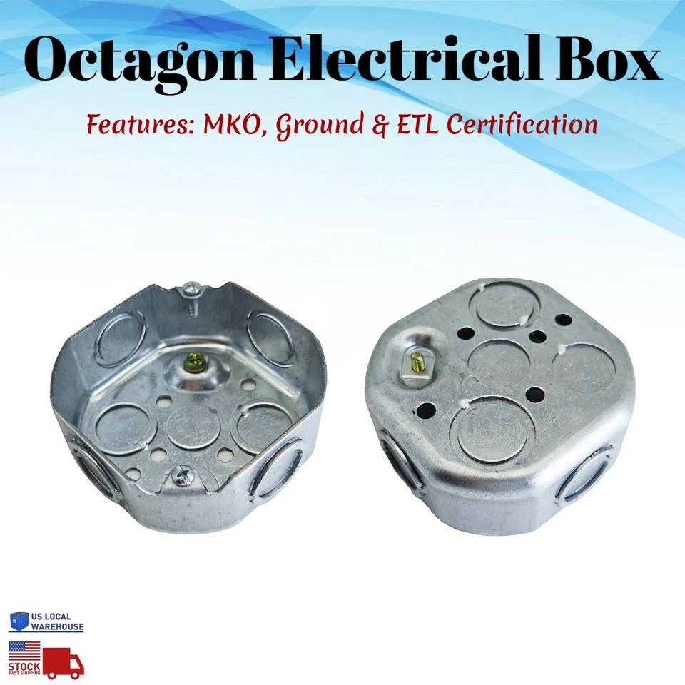 Caja Eléctrica Octagonal Acero 15.5 ft³ in. Capacidad Gris Plata 4 pulgadas Lote MKO Foto 1 de 4