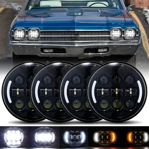 4pcs For Chevy Impala El Camino Chevelle 5 3/4" HI-Lo Round LED Headlights DRL - Picture 1 of 11
