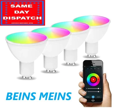 BEINS MEINS WIFI Smart Bulb GU10 RGB CCT Dimmable Lamp Alexa Google Home App Control UK X4