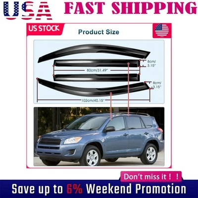 For 2006-2012 Toyota RAV4 JDM 3D Wavy Mugen Style Window Visors Vent Rain Guards - Imagem 1 de 4