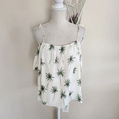 Top Milly Mujer Seda Fuera del Hombro Eden Estampado Palmera Talla Grande Foto 1 de 4