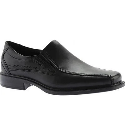 ECCO New Jersey Slip-On Loafer Shoes Men 12 Black Leather Block Heel Bicycle Toe - Image 1 of 4