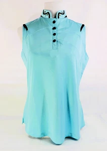 Jamie Sadock ärmelloses 1/4 Knopf Aqua Golf Top Shirt Größe M Pickleball Tennis - Bild 1 von 11