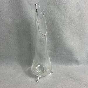 Vaso oscillante vintage MCM LE Smith vetro trasparente cristallo 11” 3 dita in piedi - Foto 1 di 7