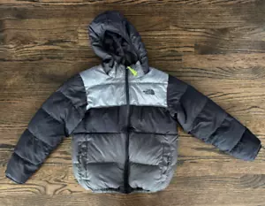The North Face Down Jacket Reversible Puffer Youth Medium 10/12 Black Grey - Picture 1 of 6