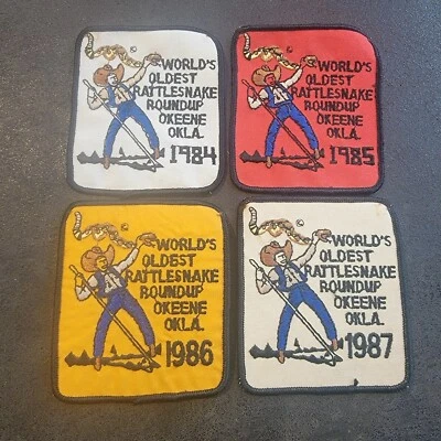 Vintage 80s Okeene Oklahoma Jaycees Patch Rattlesnake Hunt Roundup Souvenir Rare - Image 1 of 4