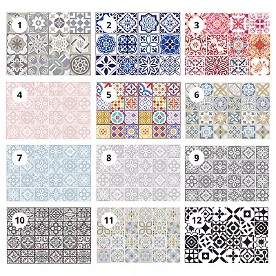 Tile Transfers Stickers Wall Vintage Mosaic Self-Adhesive Kitchen Peel and Stick