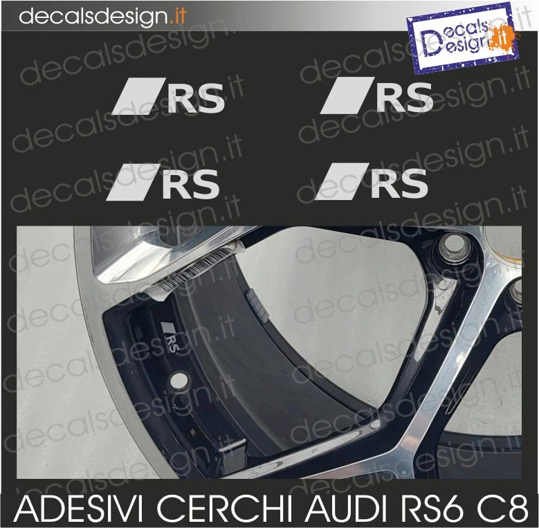 Kit 4 Adesivi IN GRIGIO SILVER personalizzazione CERCHI AUDI RS6 C8 RS - Immagine 1 di 1
