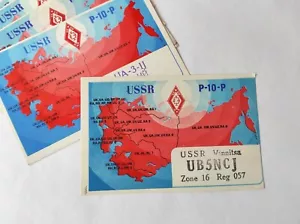 QSL Postkarte 70er Jahre, Karte der Amateurfunkgebiete der UdSSR - Bild 1 von 4