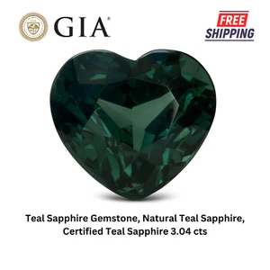 Blaugrüner Saphir Edelstein, natürlicher blaugrüner Saphir, zertifizierter blaugrüner Saphir 3,04 cts - Bild 1 von 8