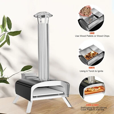 Horno para pizza exterior de acero inoxidable de 12 pulgadas con pellets de madera y piedra para pizza Foto 1 de 4