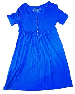 Soma Soft Jersey Short Dress Size Small Stretchy Royal Blue Knee Length Buttons - Picture 1 of 5