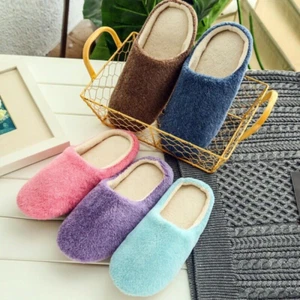 Indoor House plush Soft Cute Cotton Women Slippers Non-slip Slides For Bedroom - Picture 1 of 16