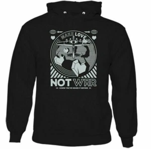 Make Love Not War Mens Peace Activists Hoodie Hippy Freedom Corps Anti Logo Top - Picture 1 of 18