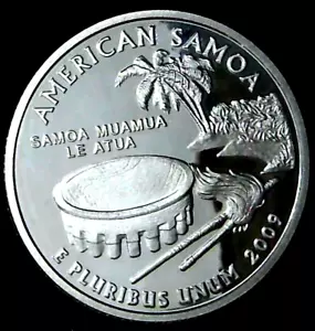 2009-S 25C Territories Quarter Am Samoa GDC Proof 90% Silver 22stt1007-2 - Picture 1 of 2